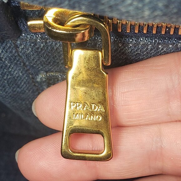 Prada Two-Way Canapa Tote - Blue Denim w/ Original Crossbody Strap & COA - Picture 13 of 17